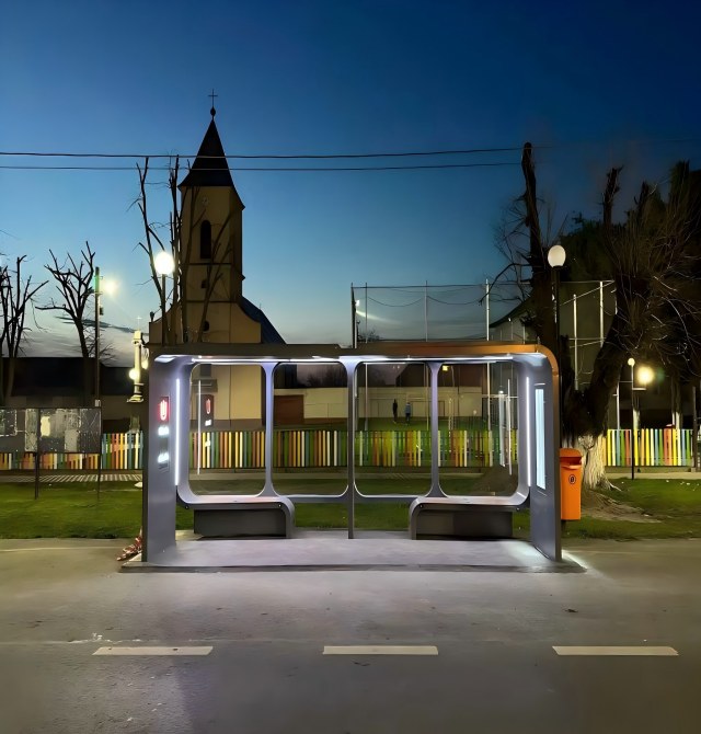 Outdoor Durable Prefabricated Smart Public Bus Stop Shelter